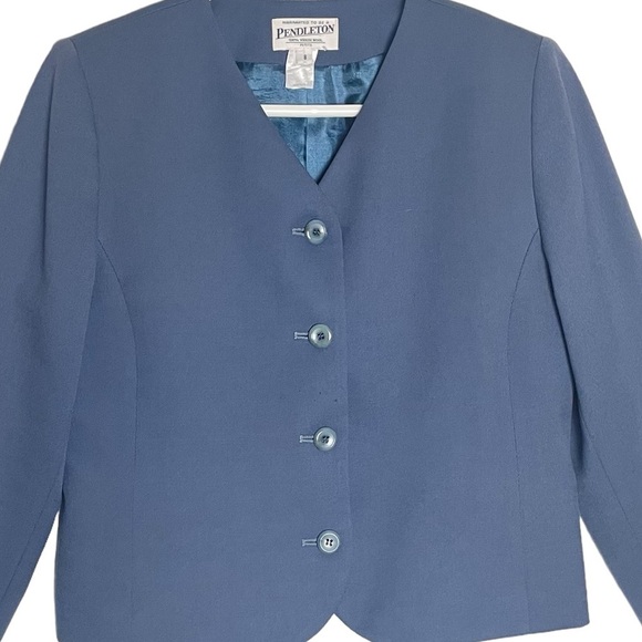 Pendleton Women’s Blazer Jacket Slate Blue Periwinkle 100% Virgin Wool Size 8 P - Picture 3 of 6